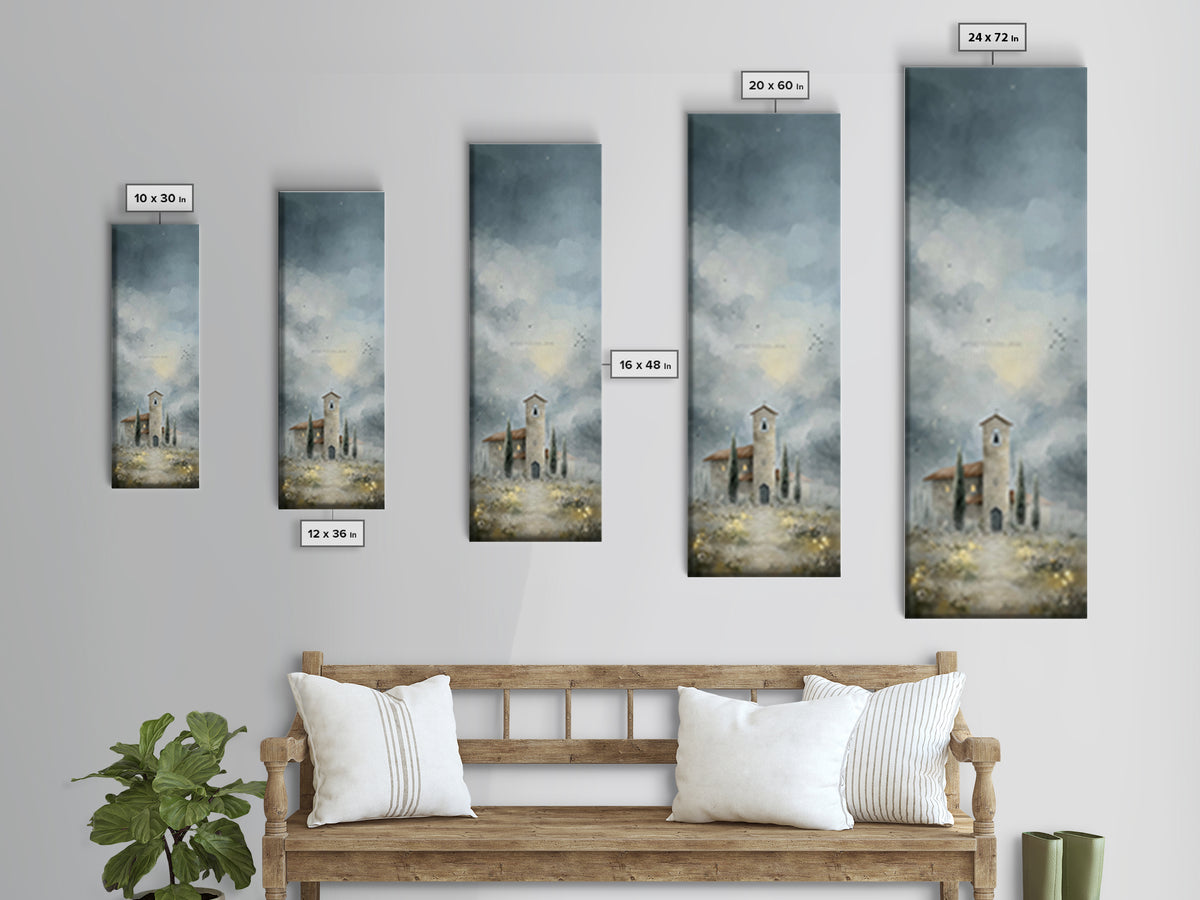 Morning Church Light, Framed Canvas Print, Narrow Art, Christmas Wall Art, Christian Art, Christian Painting, Christian Art Canvas, Jesus A
