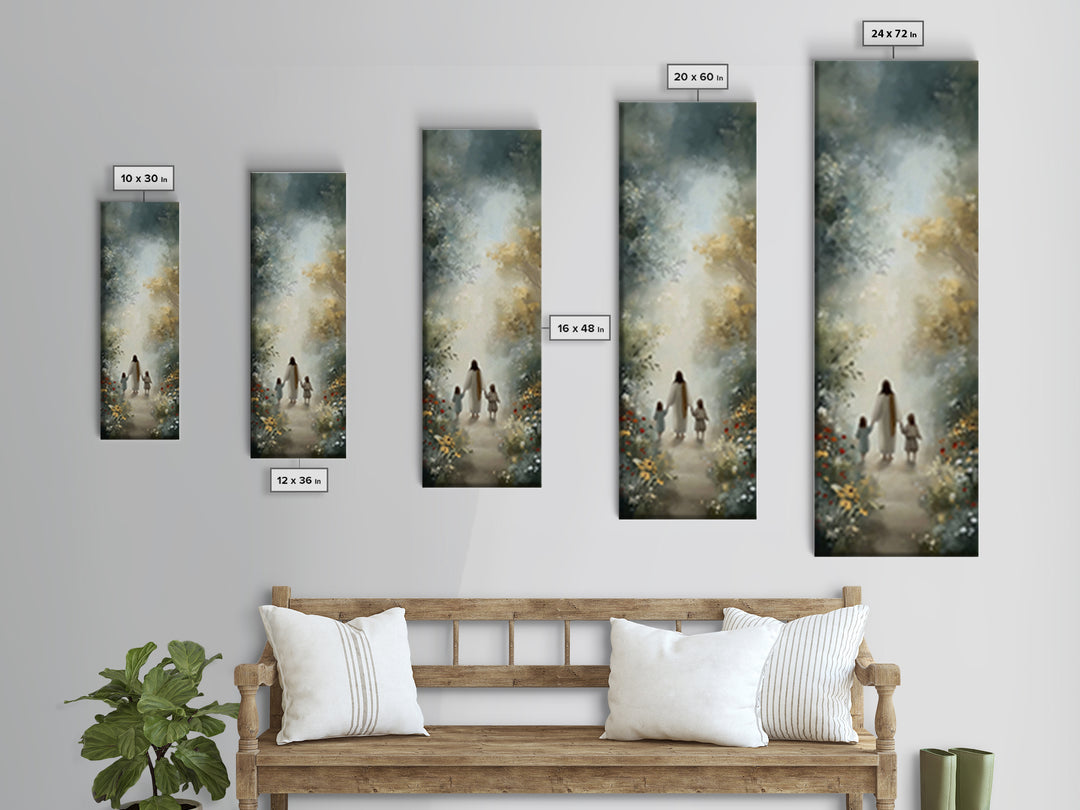 Garden Path Grace | Framed Canvas Print | Narrow Art | Christian Art | Jesus Art Print | Christian Wall Art | Christian Painting