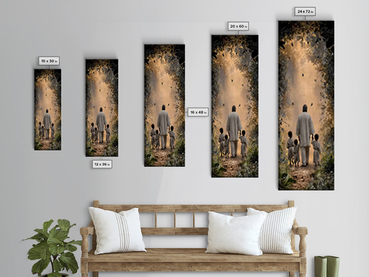 Children Of Light, Framed Canvas Print, Tall Skinny Art Print, Jesus Painting, Christian Art Canvas, Christian Wall Art, Christian Art