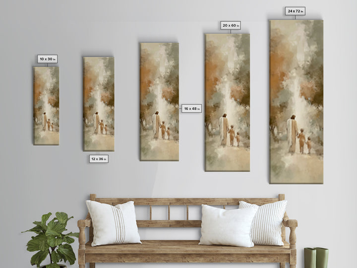 Walk In His Peace | Framed Canvas Print | Narrow Art | Christian Art Canvas | Jesus Painting | Christian Wall Art | Christian Art