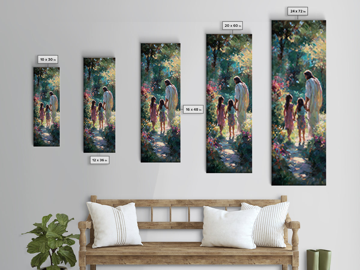 Pathway Of Hope, Framed Canvas Print, Tall Narrow Wall Art, Jesus Painting, Christian Art, Christian Art Canvas, Christian Wall Art