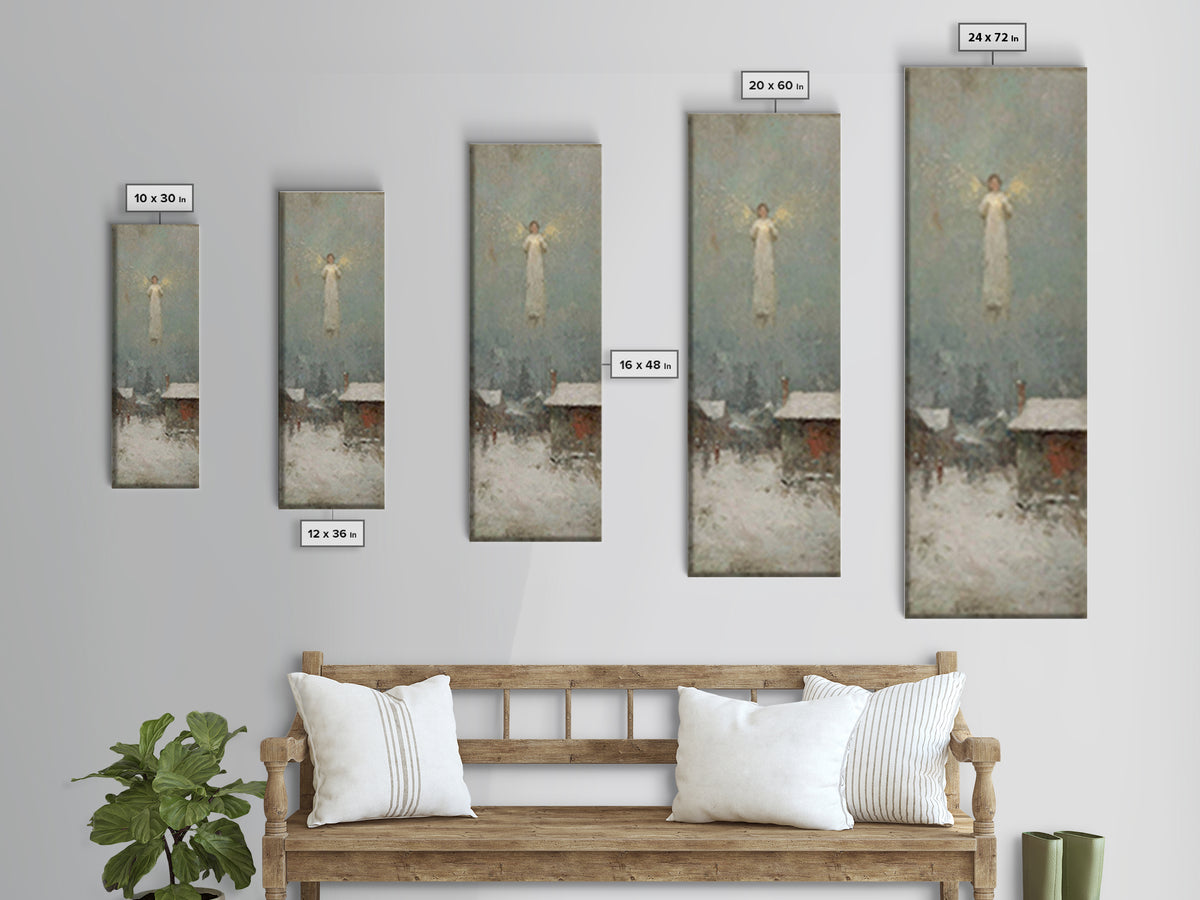 Winter Angel – Framed Canvas Print, Christmas Wall Art, Christian Christmas Art, Christian Art Canvas, Tall Narrow Wall Art, Christmas Art