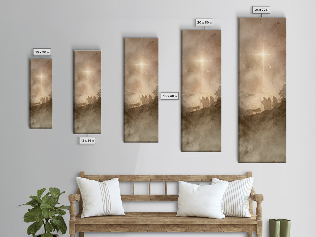 The Guiding Star – Framed Canvas Print – Narrow Art – Christian Wall Art – Christmas Art – Jesus Painting – Christian Decor