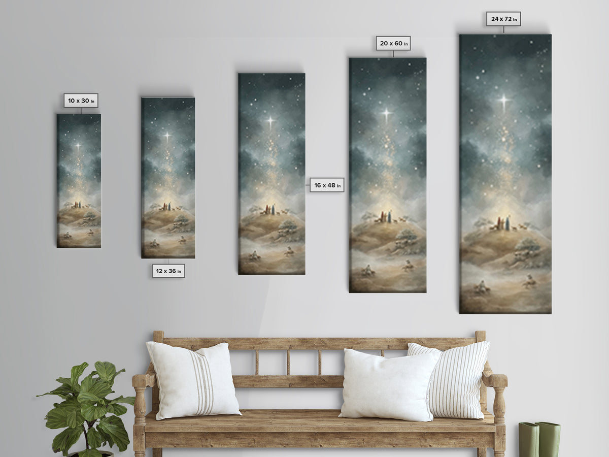 Star Over Bethlehem, Framed Canvas Print, Narrow Art, Christian Art Canvas, Christmas Art Work, Christian Painting