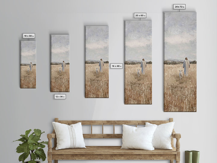 Shepherd’s Peace Path – Framed Canvas Print – Narrow Art – Christian Art Print – Christmas Wall Art – Jesus Painting