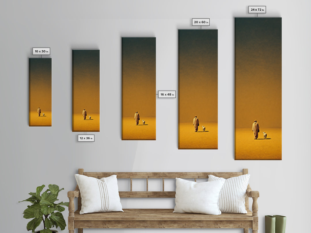 Golden Shepherd Path | Framed Canvas Print | Narrow Art | Christian Art Work | Jesus Painting | Christian Wall Art | Subtle Christian Art
