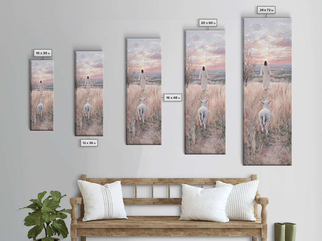 Pasture Of Mercy, Framed Canvas Print, Tall Skinny Art Print, Jesus Canvas Art, Christian Wall Art, Vintage Christian Art, Christian Gift