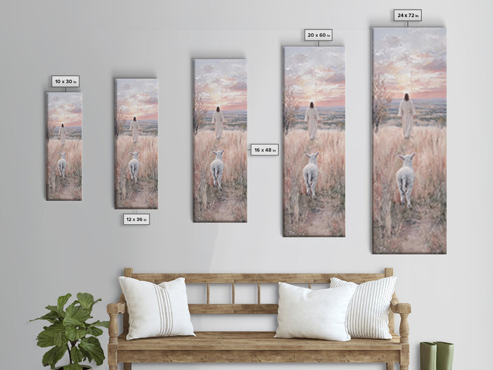 Pasture Of Mercy, Framed Canvas Print, Tall Skinny Art Print, Jesus Canvas Art, Christian Wall Art, Vintage Christian Art, Christian Gift