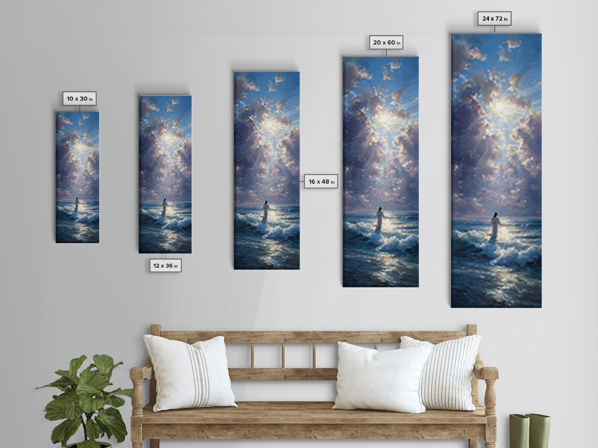 Radiant Ascension Sky – Framed Canvas Print – Christian Art Canvas – Christian Wall Art – Narrow Art – Jesus Painting – Christmas Art