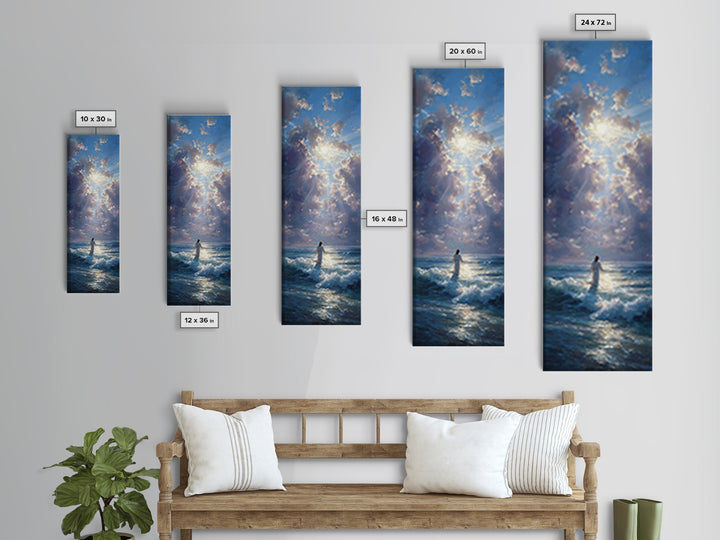 Radiant Ascension Sky – Framed Canvas Print – Christian Art Canvas – Christian Wall Art – Narrow Art – Jesus Painting – Christmas Art