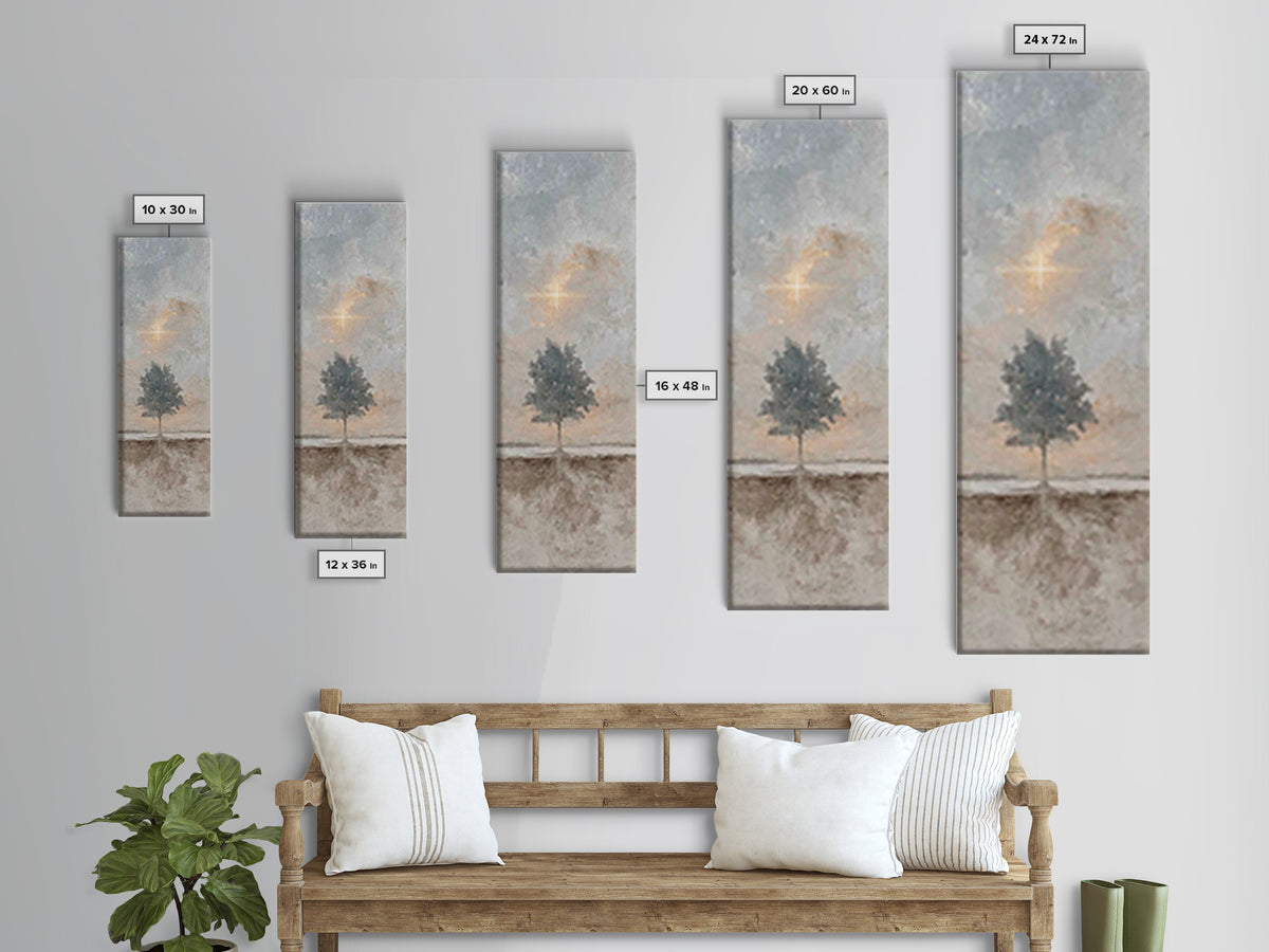Cross Of Promise – Framed Canvas Print – Christian Art Canvas – Tall Narrow Wall Art – Christian Wall Art – Christian Christmas Art – Minim