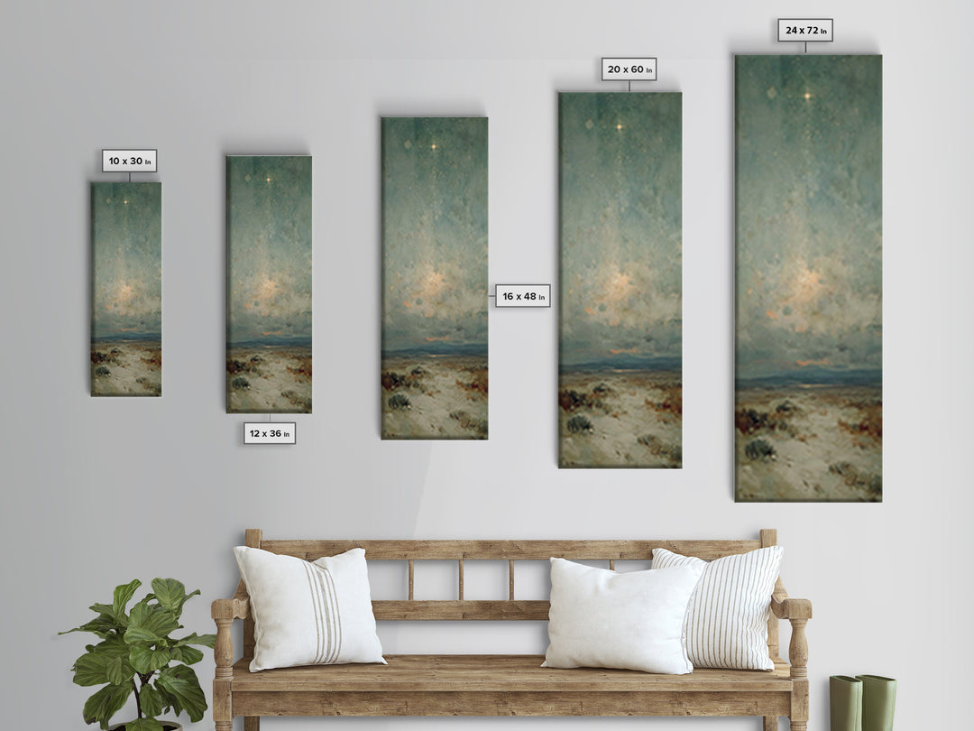 Starry Night Path – Framed Canvas Print – Narrow Art – Christian Wall Art – Christmas Art – Christian Art Canvas – Christian Christmas Deco