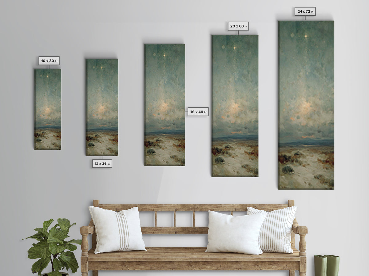 Starry Night Path – Framed Canvas Print – Narrow Art – Christian Wall Art – Christmas Art – Christian Art Canvas – Christian Christmas Deco