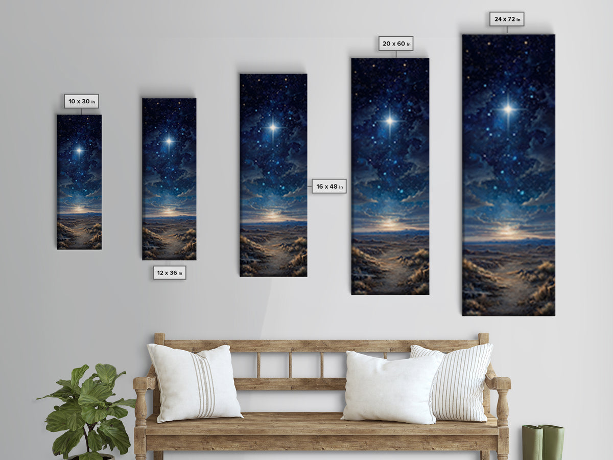Bethlehem Night Sky – Framed Canvas Print – Tall Skinny Art Print – Christmas Art – Christian Wall Art – Christian Art Canvas – Christian C