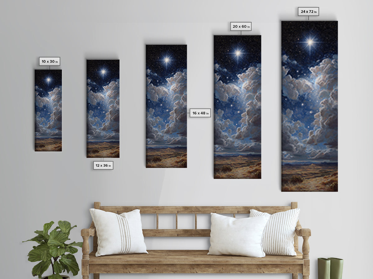The Guiding Star – Framed Canvas Print – Christian Wall Art – Christian Art Canvas – Christmas Art – Narrow Art – Jesus Painting