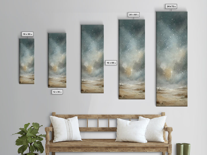Heavenly Night Glow | Framed Canvas Print | Christian Art Canvas | Christian Christmas Art | Tall Narrow Wall Art | Christian Painting | Ch