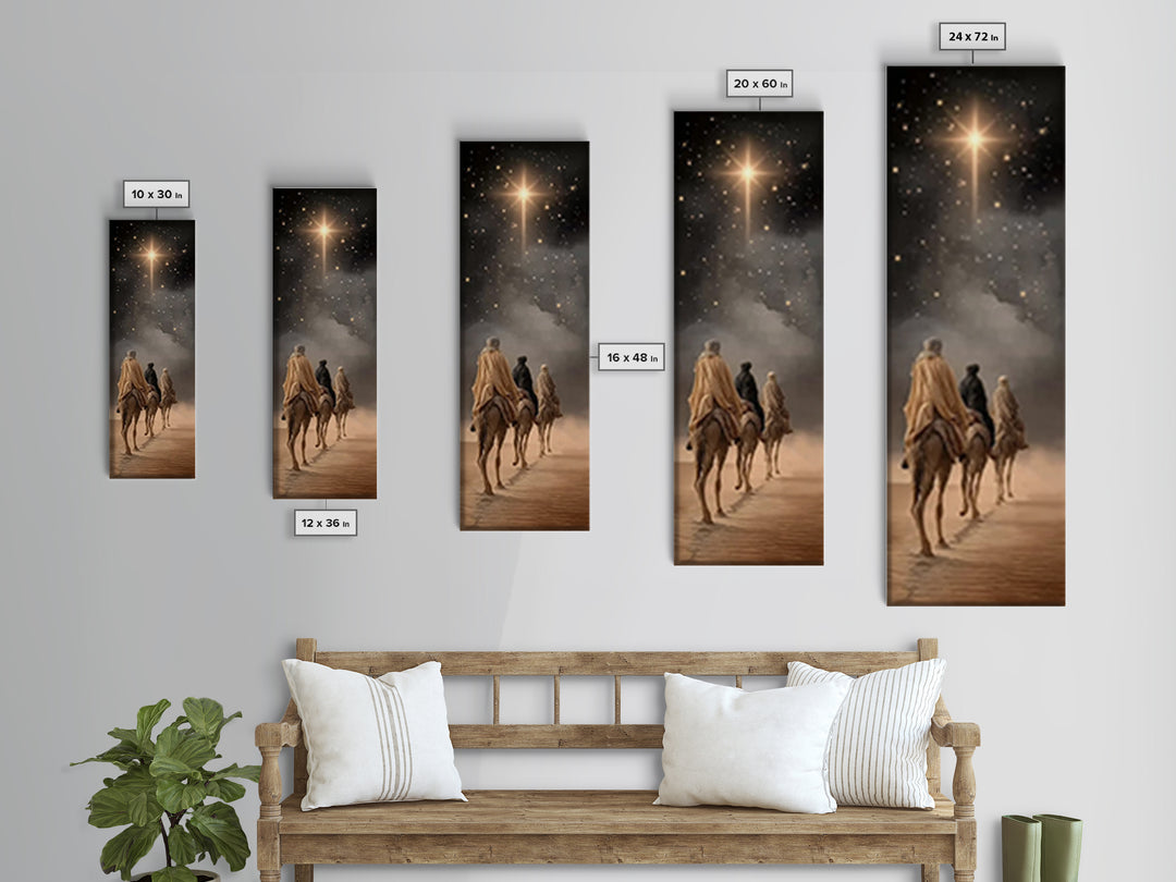 Wandering Kings Light, Framed Canvas Print, Christian Art Canvas, Christmas Art, Tall Skinny Art Print, Christian Decorations, Modern Chris