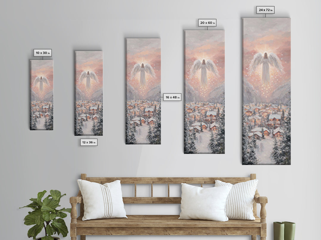 Heavenly Watch | Framed Canvas Print | Christian Wall Art | Christmas Art | Christian Art Canvas | Tall Narrow Wall Art