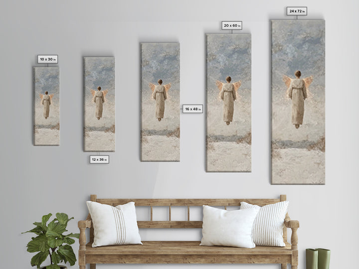Angel Of Light | Framed Canvas Print | Christian Art Canvas | Minimalist Christian Art | Christmas Wall Art | Skinny Art