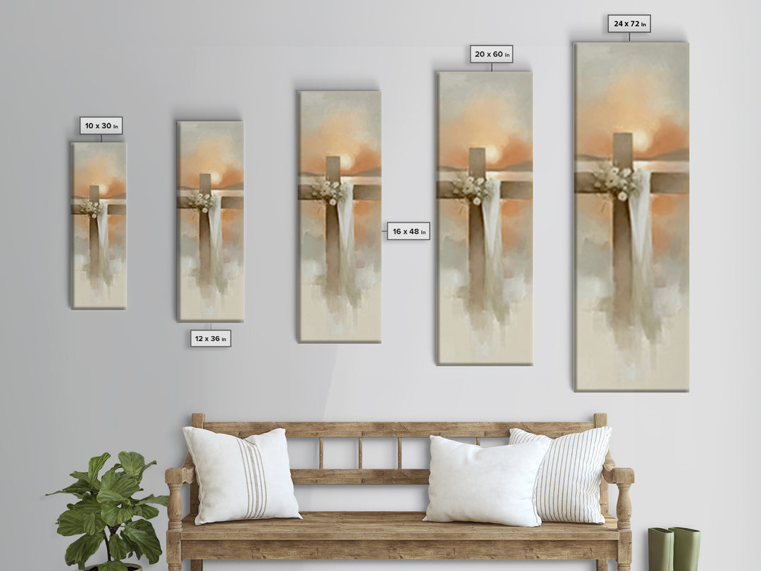 Cross Of Morning – Framed Canvas Print – Christian Art Canvas – Christian Wall Art – Narrow Art – Christian Art Print – Christian Decoratio