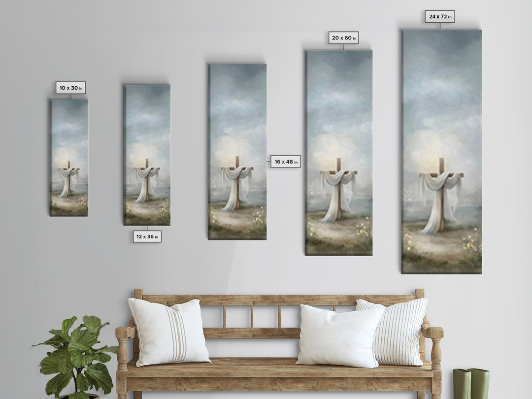 Hope Beyond The Hills, Framed Canvas Print, Narrow Art, Christian Wall Art, Christian Art Print, Christmas Art, Jesus Painting