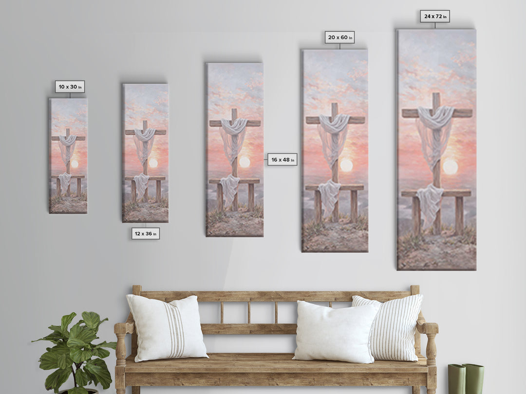 Mercy At Sunrise | Framed Canvas Print | Tall Narrow Wall Art | Christian Wall Art | Christian Painting | Christian Christmas Art | Christi