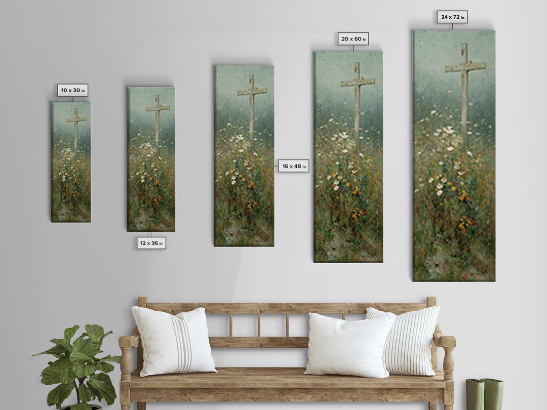 Bloom Of Redemption, Framed Canvas Print, Narrow Art, Christian Art Print, Christian Wall Art, Jesus Painting, Christian Christmas Art