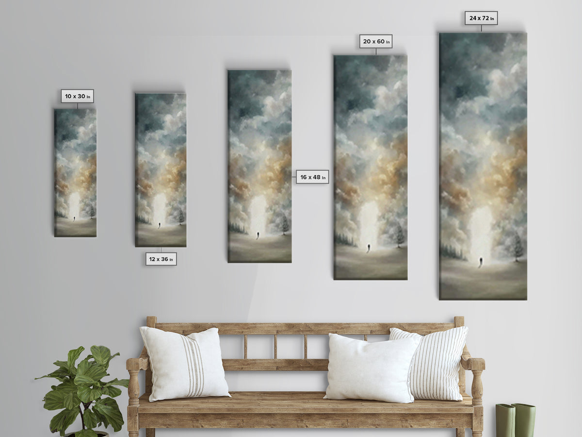 Heavenly Pathway, Framed Canvas Print, Narrow Art, Christian Art Print, Christian Painting, Christian Wall Art, Modern Christian Art