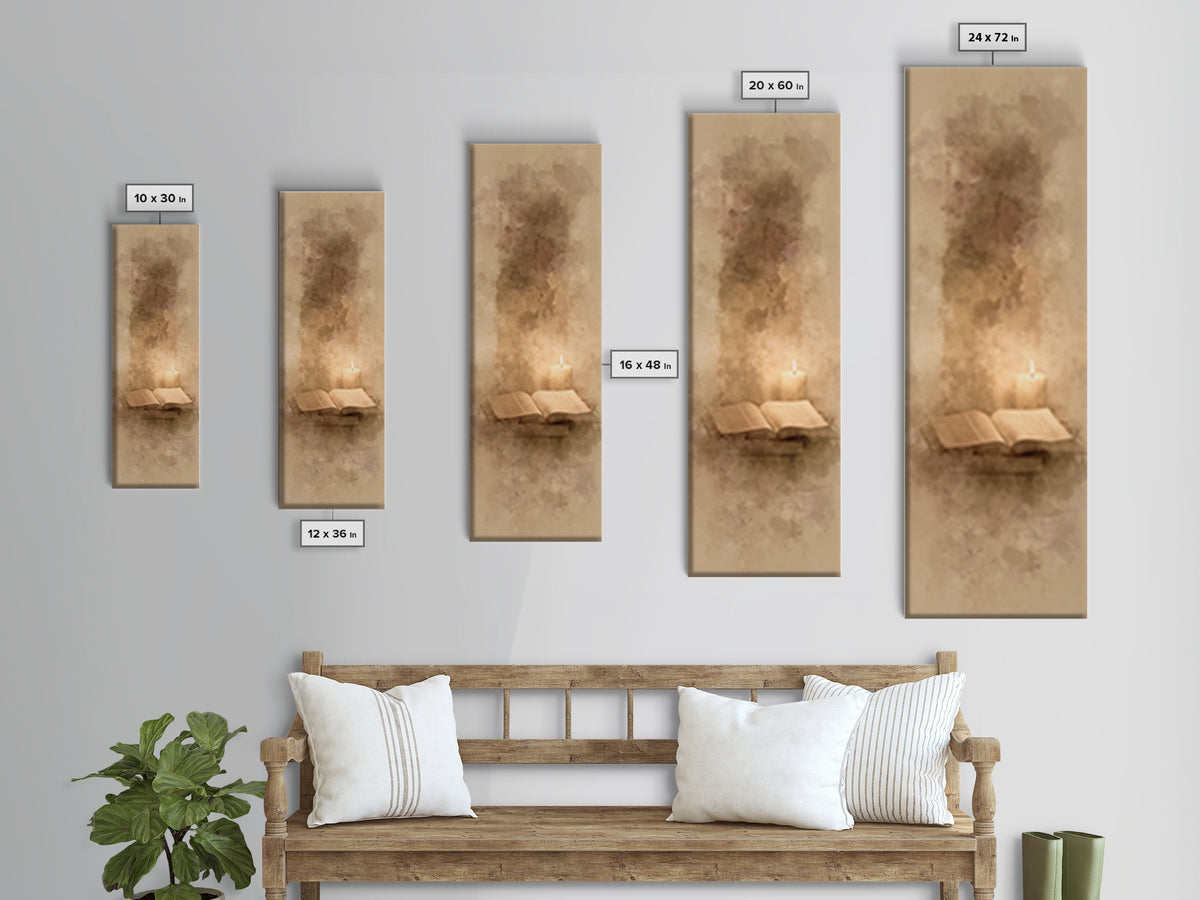 Sacred Candle Light – Framed Canvas Print – Tall Narrow Wall Art – Christian Wall Art – Christian Art Canvas – Christian Painting – Christi