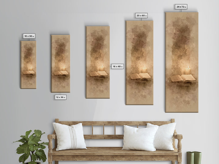 Sacred Candle Light – Framed Canvas Print – Tall Narrow Wall Art – Christian Wall Art – Christian Art Canvas – Christian Painting – Christi