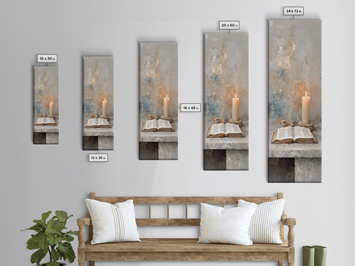 Quiet Scripture Flame – Framed Canvas Print – Narrow Art – Christian Painting – Christian Wall Art – Christian Art Gift – Modern Christian