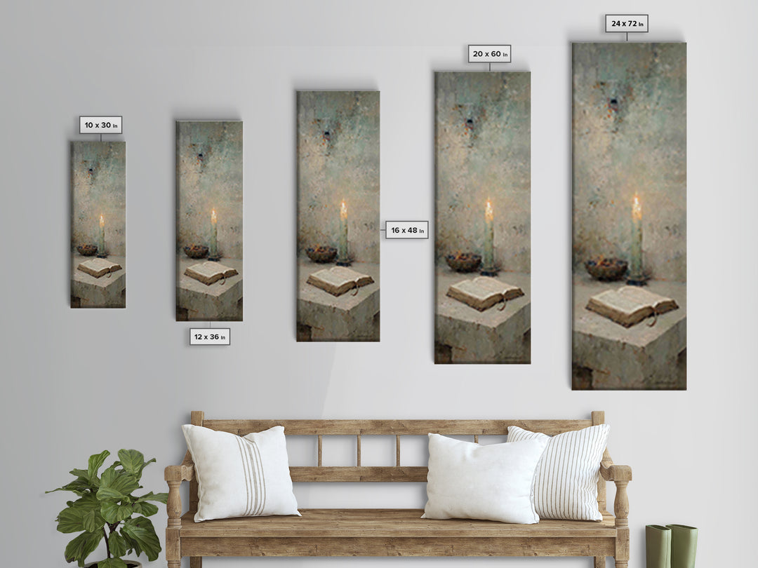 Ancient Word Flame – Framed Canvas Print – Tall Narrow Wall Art – Christian Art Print – Moody Christian Art – Christian Wall Art – Christia