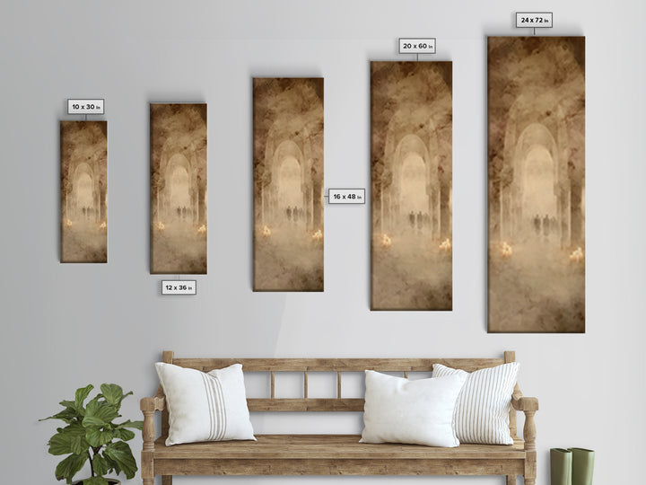 Pilgrims In Halls – Framed Canvas Print – Tall Skinny Art Print – Christian Art Canvas – Christian Wall Art – Vintage Christian Art – Chris