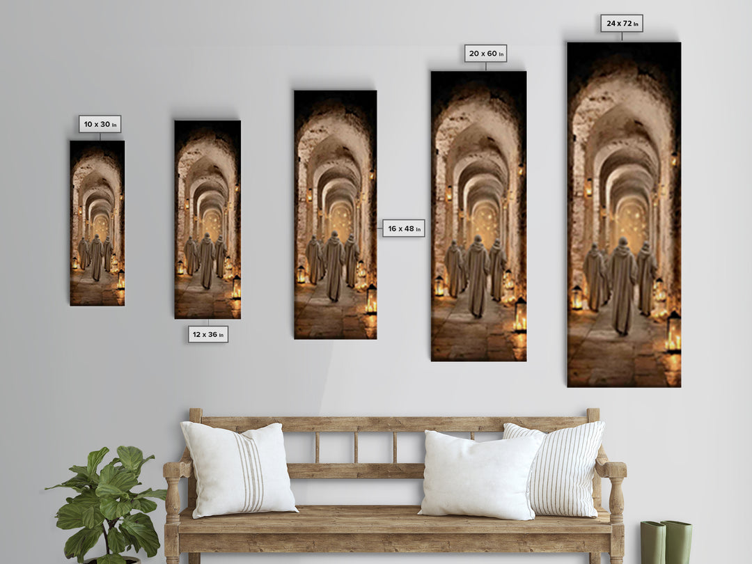 Faithful Cloister Path – Framed Canvas Print – Tall Narrow Wall Art – Christian Painting – Christian Art Print – Christian Wall Art – Uniqu