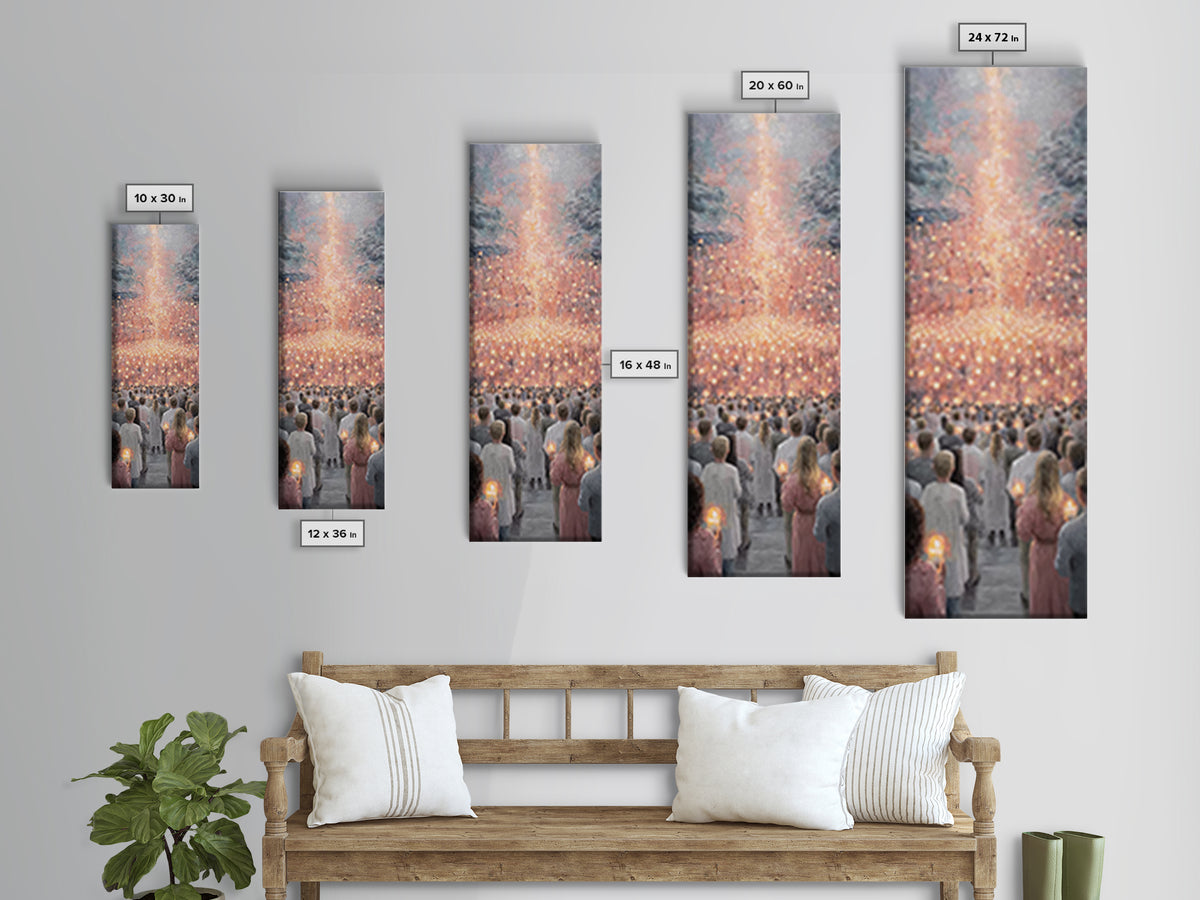 Radiant Ascent | Framed Canvas Print | Christian Art Print | Christian Christmas Art | Modern Christian Art | Tall Narrow Wall Art