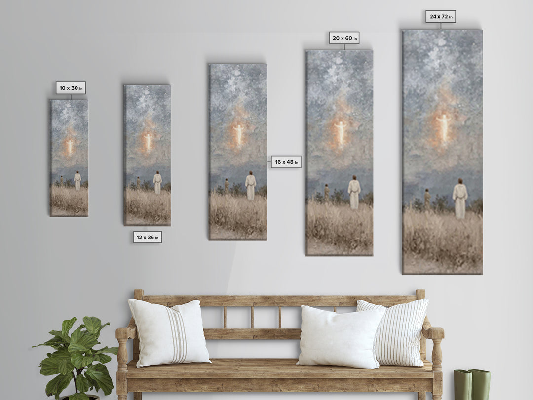 Heavenly Choir Circle – Framed Canvas Print – Narrow Art – Christian Wall Art – Modern Christian Art – Christian Art Canvas – Christmas Art
