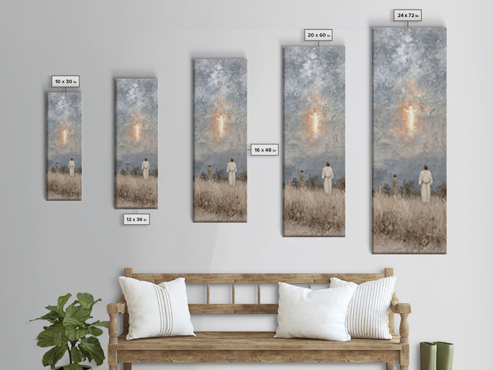 Heavenly Choir Circle – Framed Canvas Print – Narrow Art – Christian Wall Art – Modern Christian Art – Christian Art Canvas – Christmas Art