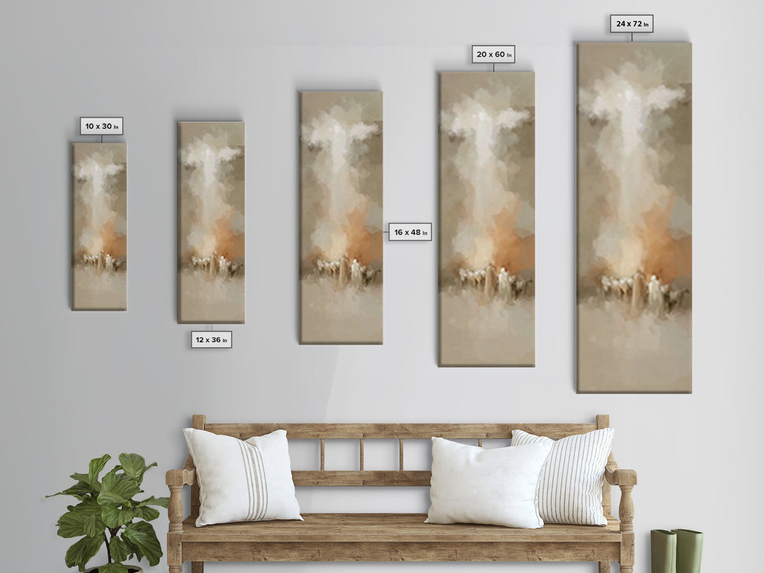 Shepherds Behold Glory – Framed Canvas Print – Tall Skinny Art Print – Christian Painting – Vintage Christian Art – Christian Art Canvas –