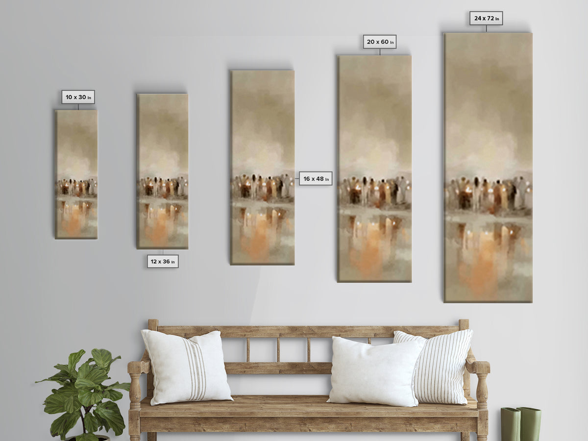 Silent Night Crowd | Framed Canvas Print | Tall Narrow Wall Art | Christian Wall Art | Christian Art Canvas | Christian Christmas Art