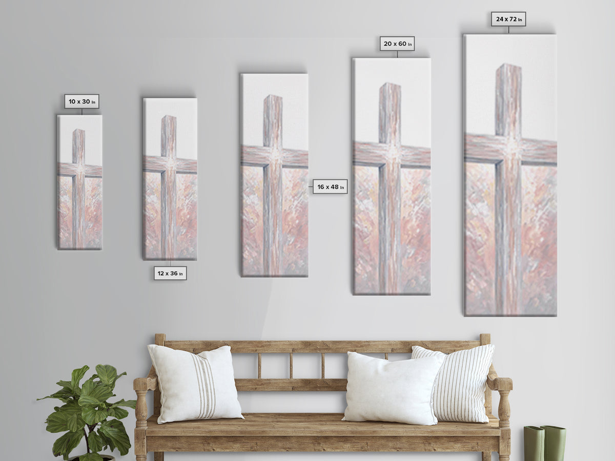 Radiant Cross Glory – Framed Canvas Print – Skinny Art – Christian Painting – Christian Art Canvas – Christian Wall Art – Christian Decor