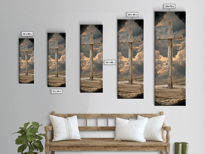 Enduring Cross Horizon | Framed Canvas Print | Narrow Art | Christian Wall Art | Christian Art Canvas | Christian Painting | Christian Gift
