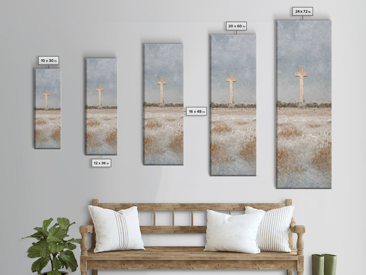 Winter Cross Hope – Framed Canvas Print – Christian Art Canvas – Christian Wall Art – Christmas Art – Tall Narrow Wall Art – Jesus Painting