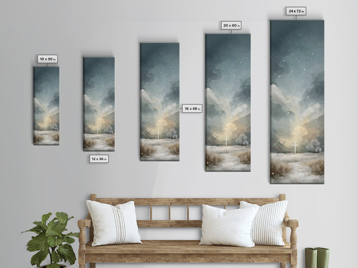 Sacred Hill Glow – Framed Canvas Print – Christian Wall Art – Jesus Painting – Tall Narrow Wall Art – Christian Art Canvas – Christmas Art