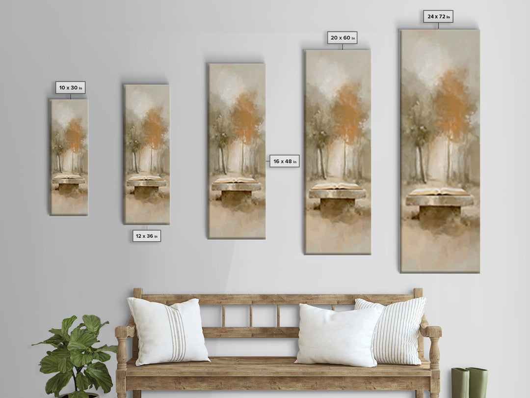 Autumn Scripture Glow | Framed Canvas Print | Christian Art Canvas | Christian Wall Art | Tall Skinny Art Print | Christian Painting | Chri