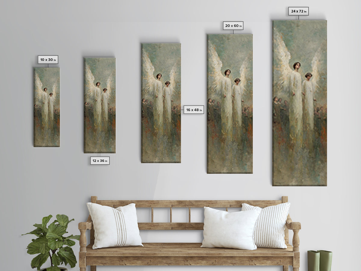 Heavenly Messengers Arise – Framed Canvas Print – Christian Wall Art – Christian Art Canvas – Tall Narrow Wall Art – Christian Christmas Ar