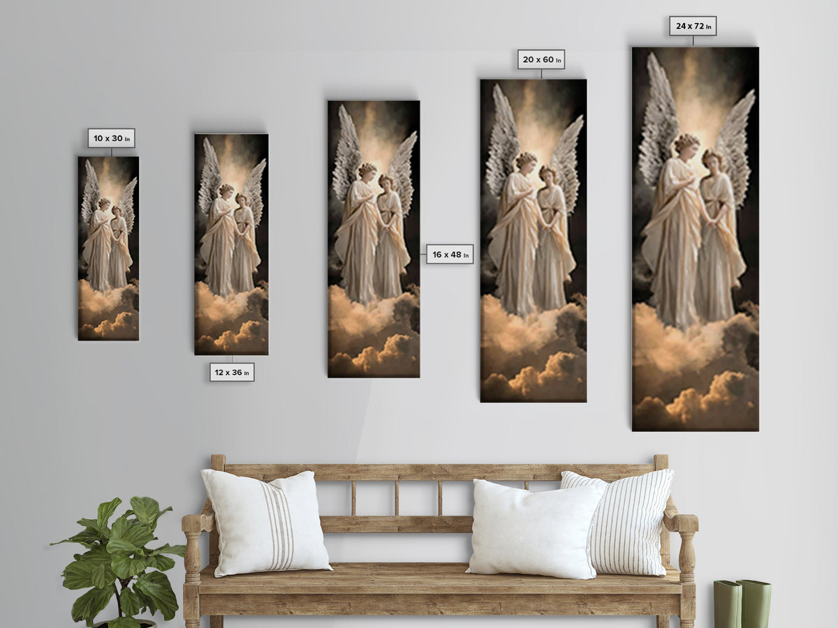 Angels Of Mercy – Framed Canvas Print | Christian Art Canvas | Christian Wall Art | Narrow Art | Christian Christmas Art | Christian Gift I