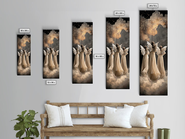 Celestial Guardians – Framed Canvas Print | Christian Wall Art | Christian Art Canvas | Narrow Art | Christian Christmas Art | Christian De