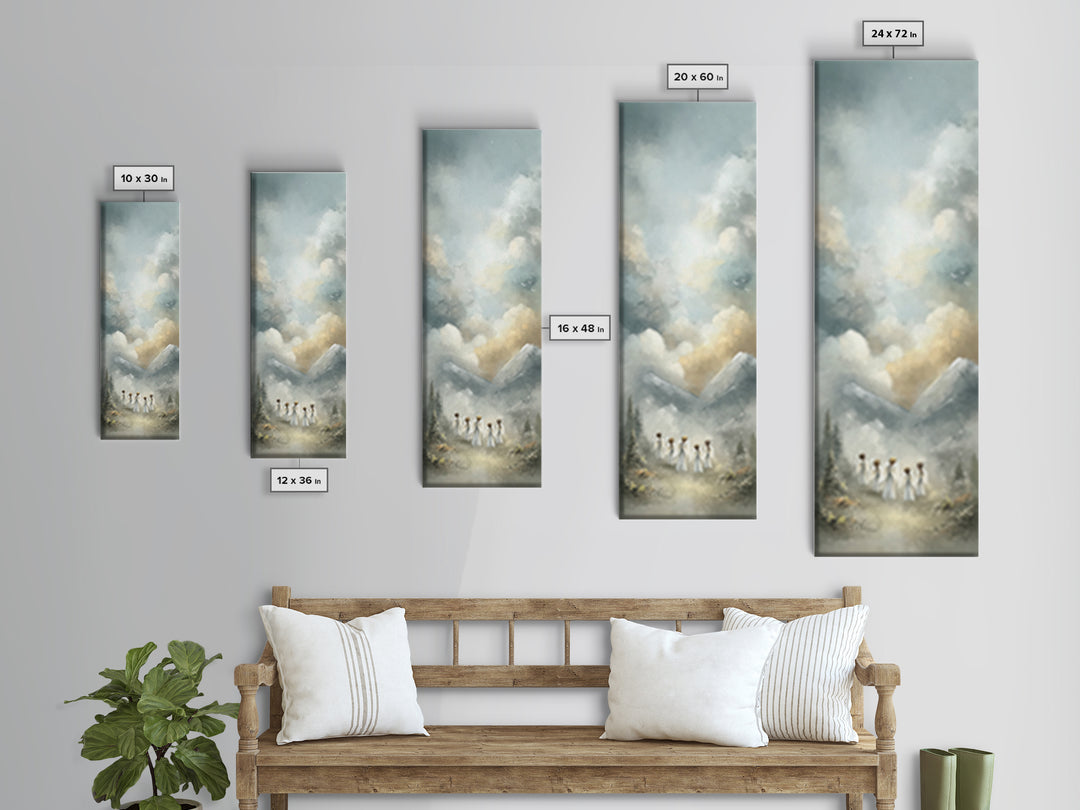 Morning Glory Angels – Framed Canvas Print, Christian Art Canvas, Christian Wall Art, Tall Narrow Wall Art, Christian Christmas Art, Christ