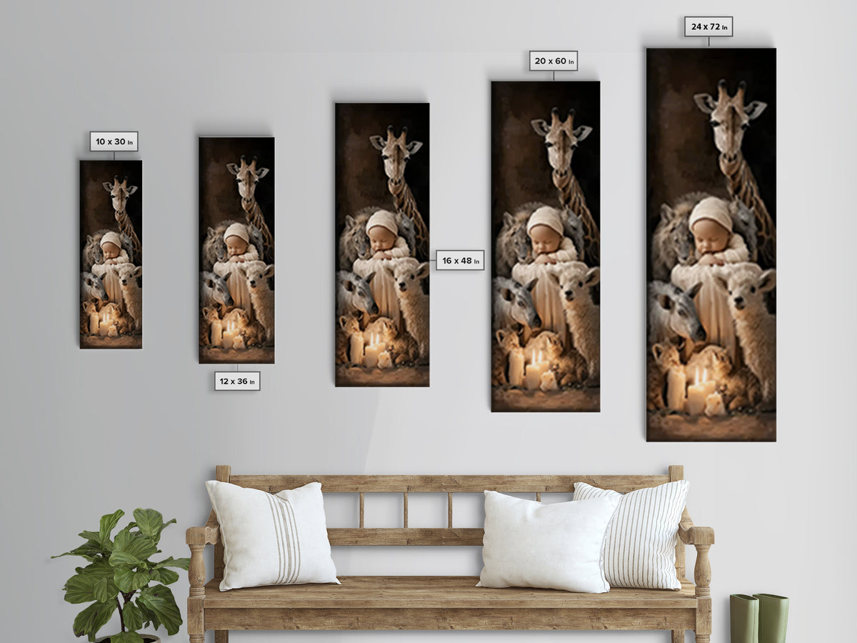 Gentle Kingdom Watch – Framed Canvas Print – Christian Christmas Art – Christian Wall Art – Tall Skinny Art Print – Jesus Art Print – Chris