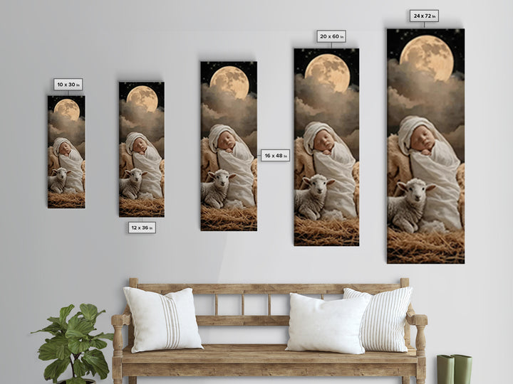 Midnight Holy Calm | Framed Canvas Print | Christian Christmas Art | Christian Wall Art | Tall Skinny Art Print | Christian Art Print | Jes